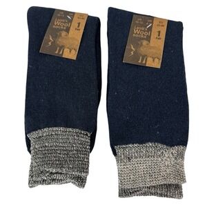 Lamb's Wool Blend Socks NEW Men's US 10-13 Lot of 2 Gray Blue Calf Length 1398